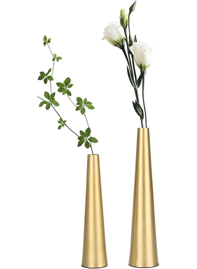 2pcs Flowers Vase,Metal Flower Arrangement Container Great for Home Decoration, Wedding Table, Window, Living Room, Bedroom, Office-Gold - Image 1