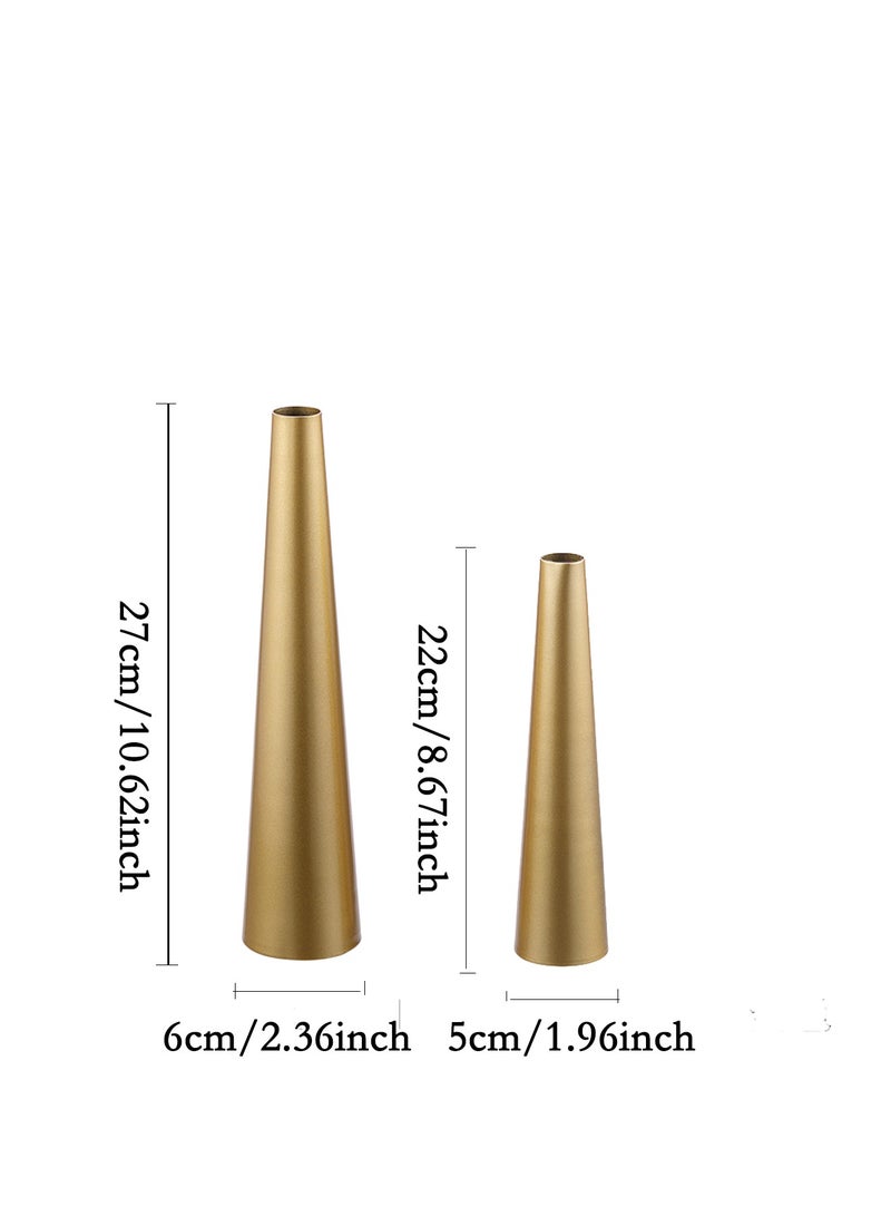 2pcs Flowers Vase,Metal Flower Arrangement Container Great for Home Decoration, Wedding Table, Window, Living Room, Bedroom, Office-Gold - Image 5