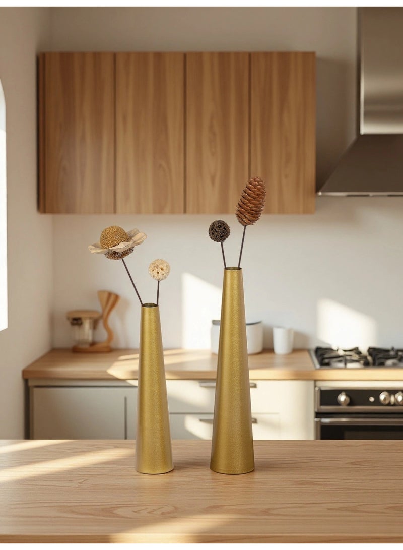 2pcs Flowers Vase,Metal Flower Arrangement Container Great for Home Decoration, Wedding Table, Window, Living Room, Bedroom, Office-Gold - Image 4