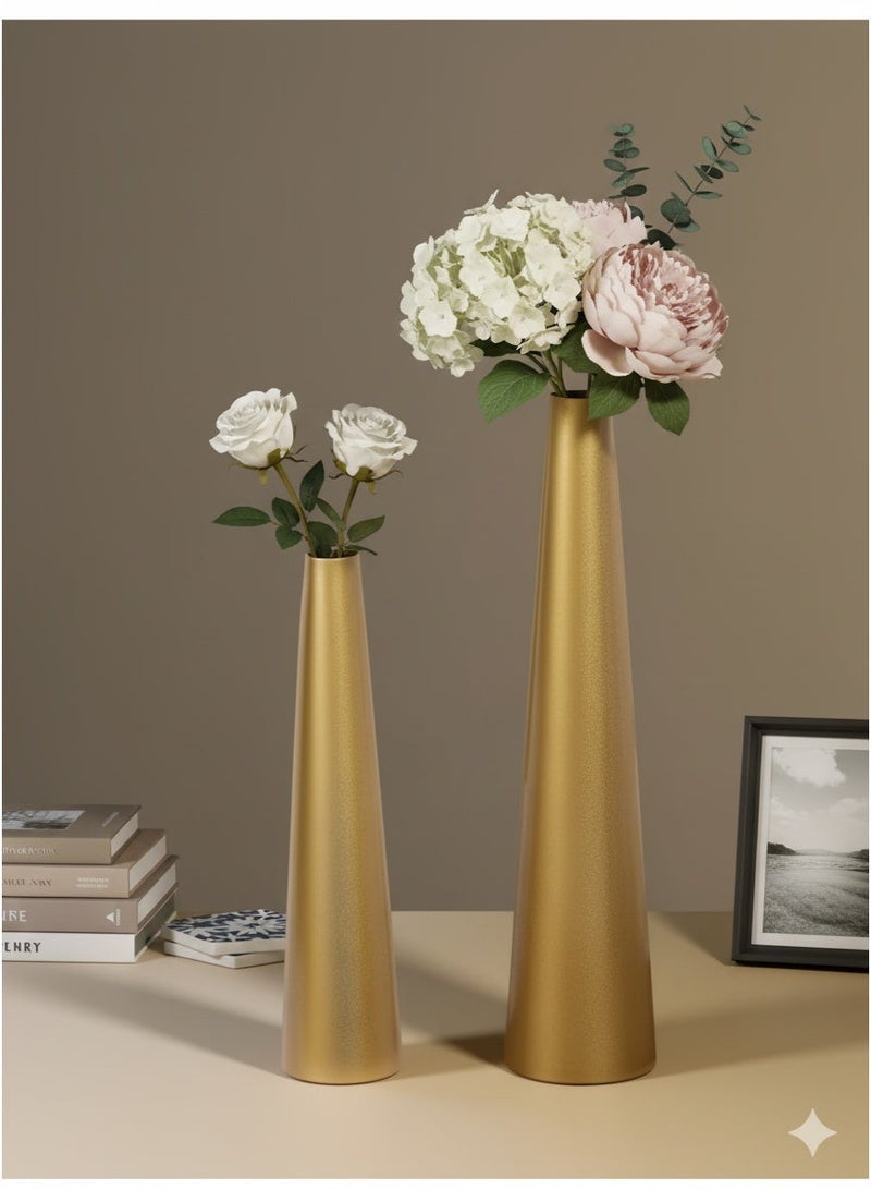 2 قطعة مزهرية للزهور، وعاء لترتيب الزهور من المعدن، رائع لتزيين المنزل، طاولة الزفاف، النافذة، غرفة المعيشة، غرفة النوم، المكتب - ذهبي - Image 2