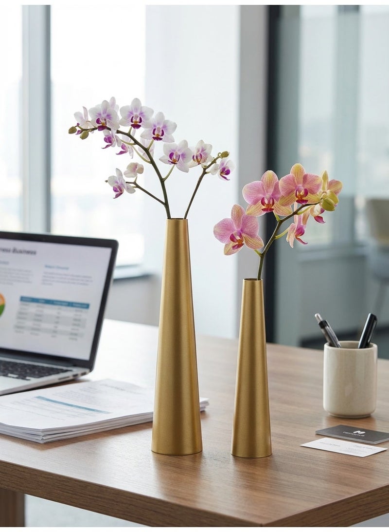 2pcs Flowers Vase, Metal Flower Arrangement Container Great for Home Decoration, Wedding Table, Window, Living Room, Bedroom, Office-Gold - Image 1