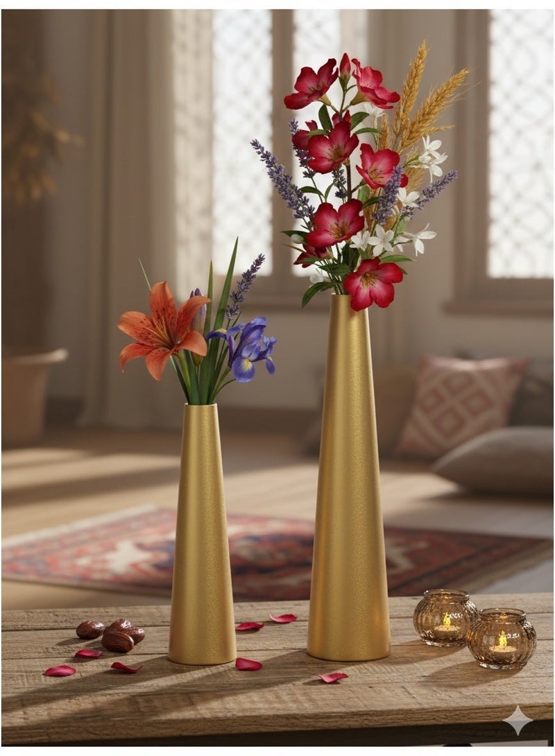2pcs Flowers Vase, Metal Flower Arrangement Container Great for Home Decoration, Wedding Table, Window, Living Room, Bedroom, Office-Gold - Image 3