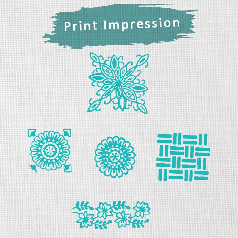 TWOGRAMS | Set of 5 | Wooden Indian Traditional Design Printing Stamps/Blocks for Printing Saree Border/Dresses/Craft Card Making/Scrapbook/Clay Pottery - Image 3