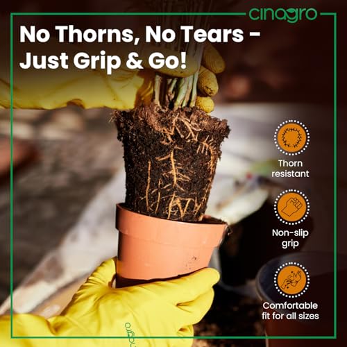 CINAGRO Garden Gloves, Yellow 14 inch Long, 2 Count, Pack of 1, Heavy-Duty Latex Rubber, Gloves for Men & Women, Waterproof, Non-Slip Grip, Long Arm Gloves for Garden Work, Beekeeping, Farming - Image 3