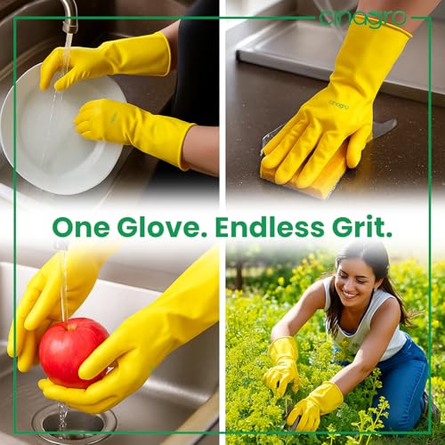 CINAGRO Garden Gloves, Yellow 14 inch Long, 2 Count, Pack of 1, Heavy-Duty Latex Rubber, Gloves for Men & Women, Waterproof, Non-Slip Grip, Long Arm Gloves for Garden Work, Beekeeping, Farming - Image 5