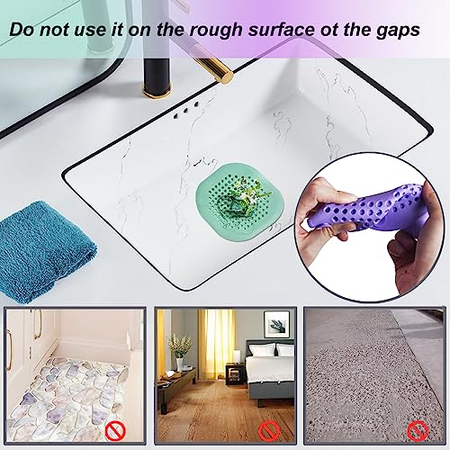 Bovinde Hair Drain CatcherSquare Drain Cover for Shower Silicone Hair Stopper with Suction CupEasy to Install Suit for BathroomBathtubKitchen 2 Pack Purple Green - Image 3