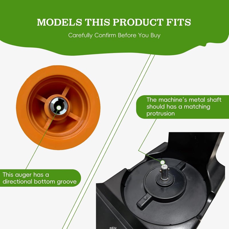 Whuto Store Juicer Replacement Parts, Cold Press Juicer Auger, Orange PMMA Material Non-Staining, Juicers Attachment Kit for Models ZM1913M/ZM1903M - Image 2