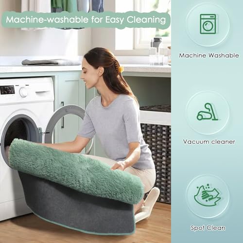 Amdrebio Sage Green Rugs for Bedroom Living Room Aesthetic, Fluffy Furry Area Rug 5x8 for Nursery, Classroom, Teen Boys, Baby Kids Room Decor, Cute Shaggy Carpet for Playroom Dorm, Fuzzy Plush Light Mint Rug - Image 3