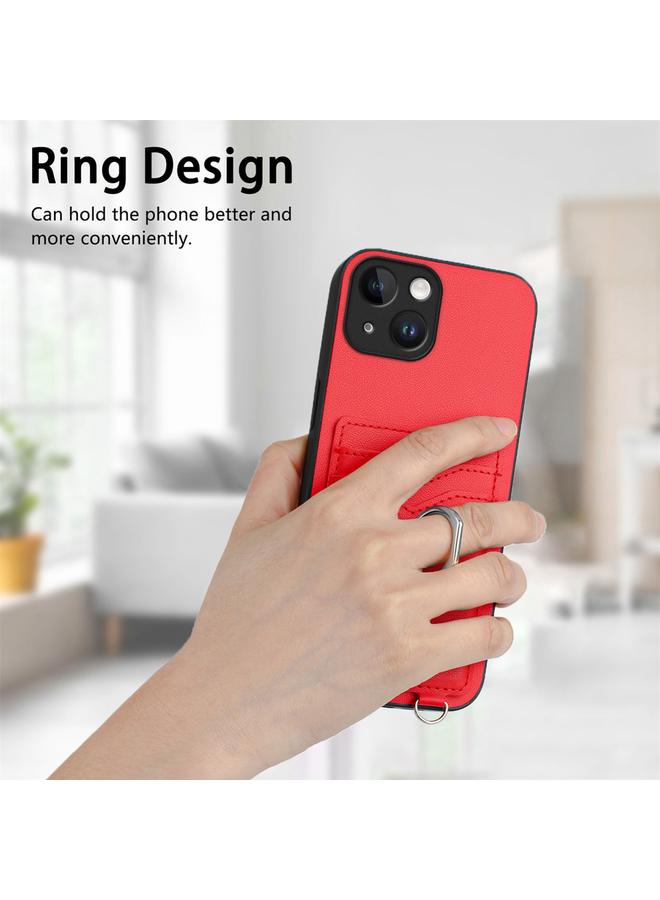 اس-توب جراب هاتف iPhone 15 R20 Crossbody Rope Ring حامل بطاقة - Image 2