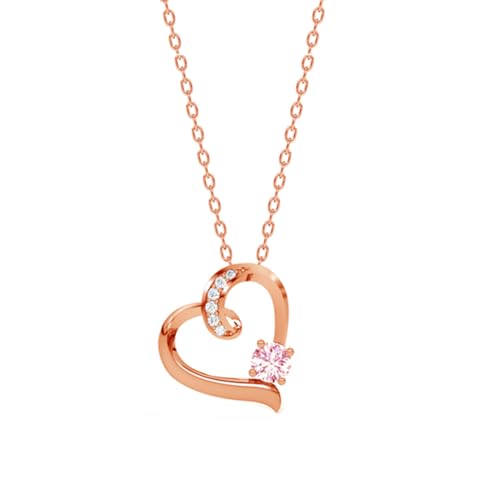 Clara 925 Sterling Silver Pink Heart Pendant Chain Necklace | Rose Gold Plated, Swiss Zirconia | Gift for Women and Girls - Image 1