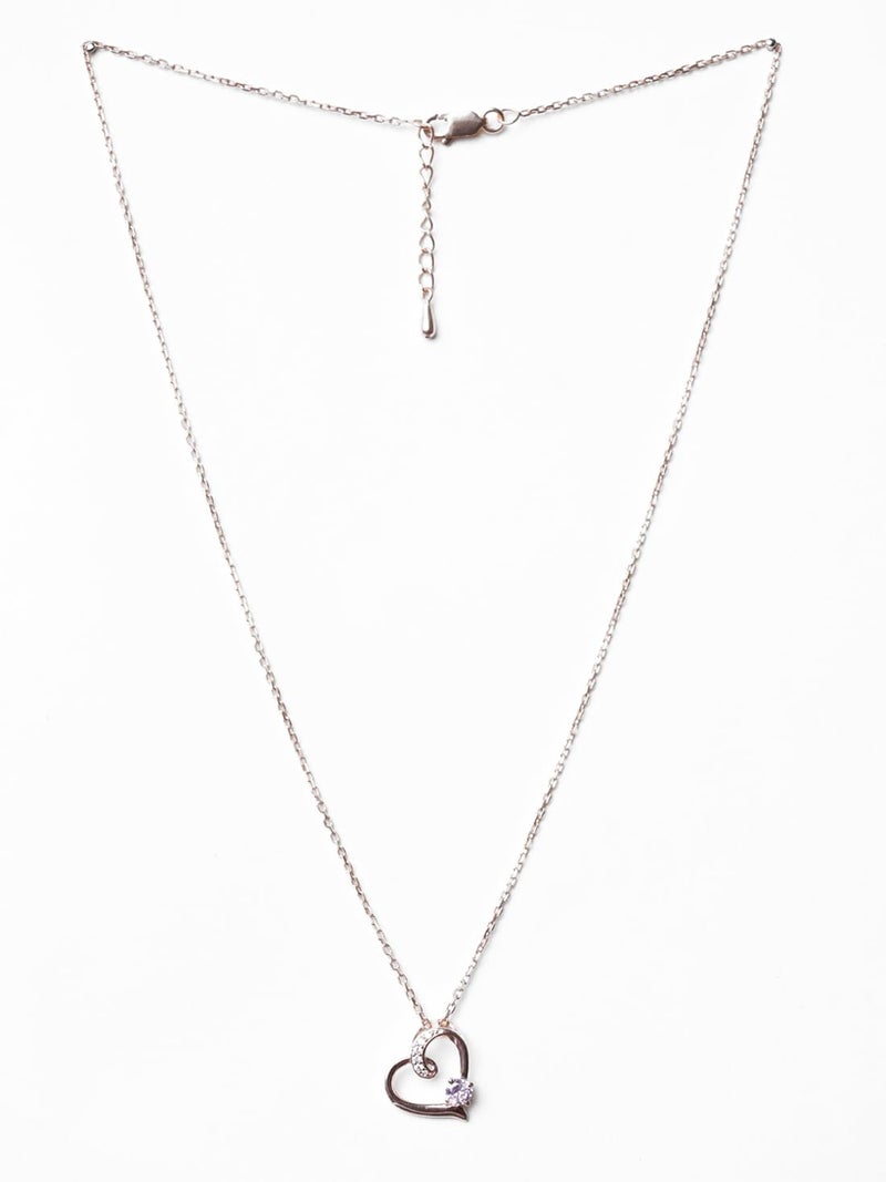 Clara 925 Sterling Silver Pink Heart Pendant Chain Necklace | Rose Gold Plated, Swiss Zirconia | Gift for Women and Girls - Image 4