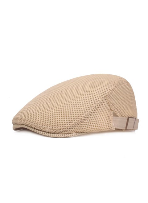 Mesh Flat Cap Berets Breathable  Adjustable Beige