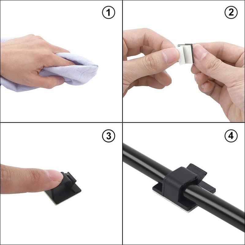 GJT 50pcs Adhesive Cable Clips,Wire Clips,Car Cable Organizer,Cable Holder,Cable Wire Management,Cable Holder for Car,Office and Home (Black) - Image 2