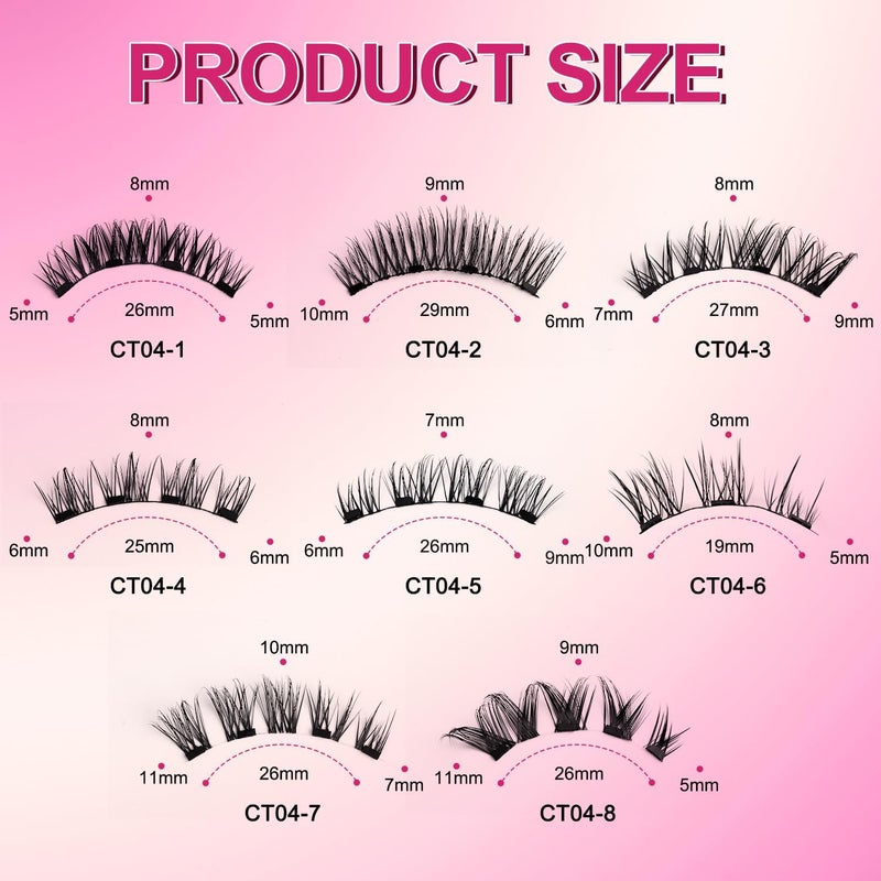 Magnetic Eyelashes,Natural Look Reusable Magnetic Eyelashes No Glue Needed,Eyelash Extension Tool,Upper and Lower Eyelash Combo Set Easy to Wear and Remove (CT04-8) - Image 5
