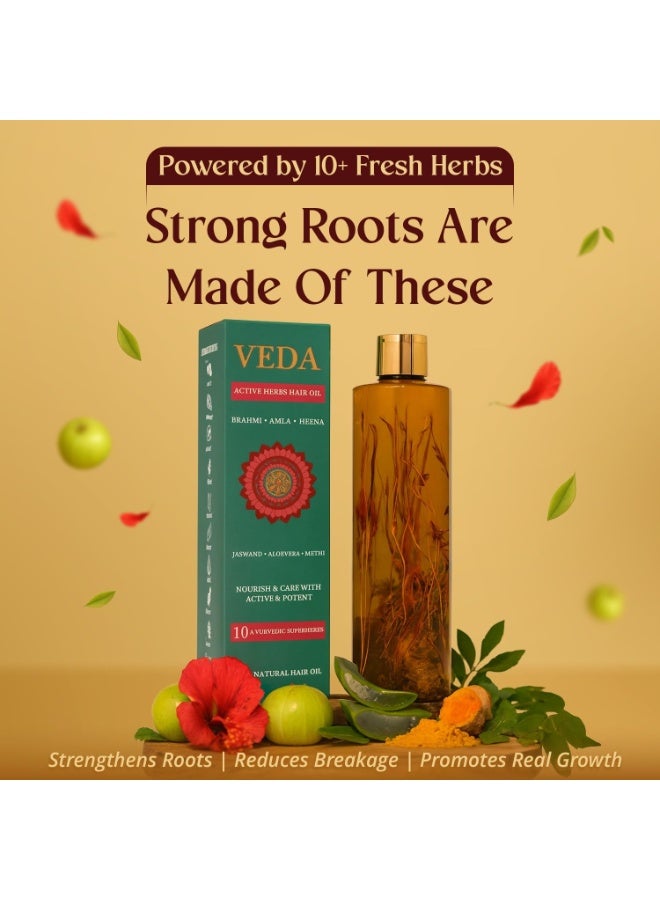 VEDA Ayurvedic Cold Pressed Hair Oil | Ayurvedic Jadi Butis Infused Oil | 200ml - Image 2
