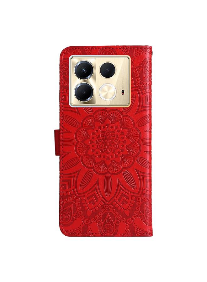 زبون جراب لهاتف Infinix Note 40 5G مصنوع من الجلد المنقوش بنقشة دوار الشمس - Image 3