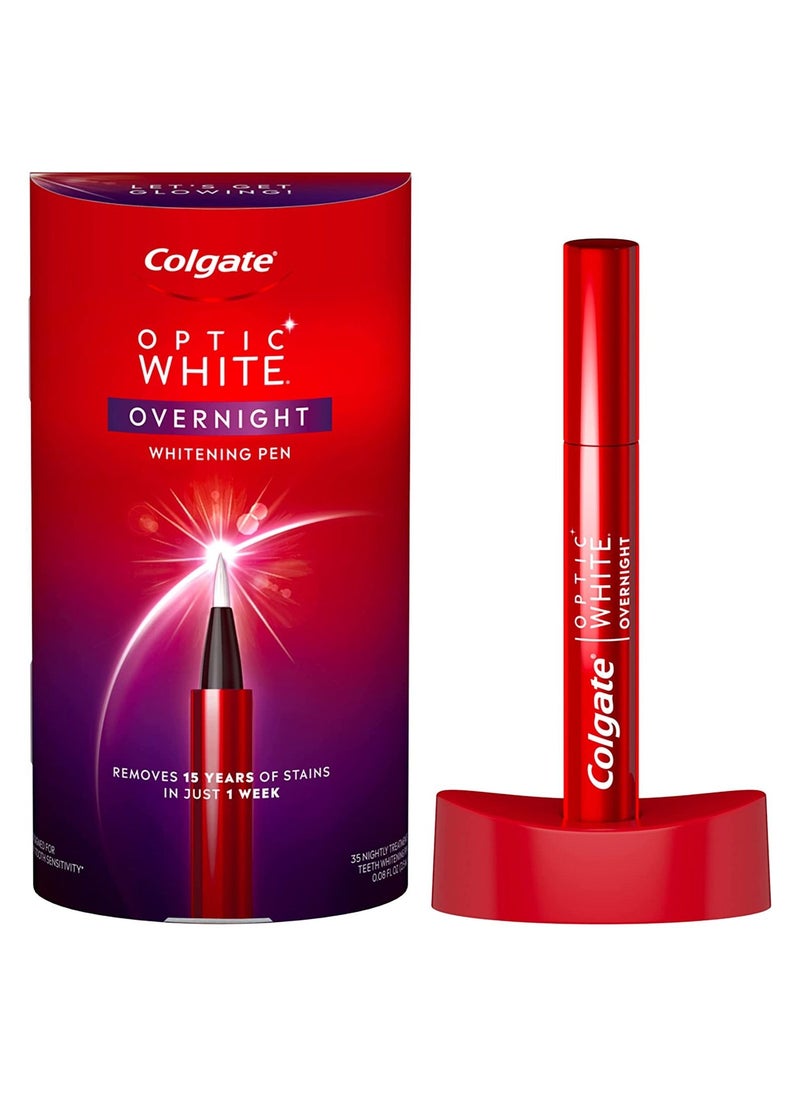 Colgate - Colgate Optic White Overnight Teeth Whitening Pen, Teeth Stain Remover to Whiten Teeth, 35 Nightly Treatments, 0.08 Fl Oz - Image 1