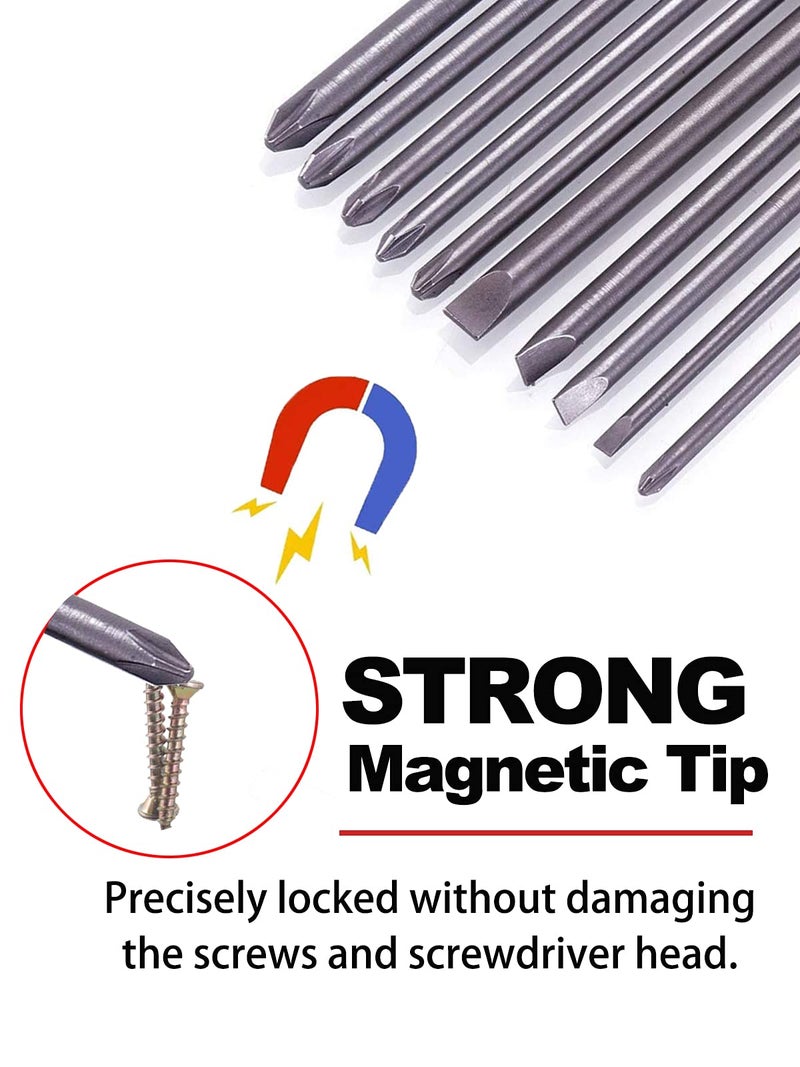 Rocaris 10pcs 1/4 Inch Hex Shank Long Magnetic Screwdriver Bits Set 4 in Power Tools (Slotted+Cross Head) - Image 3