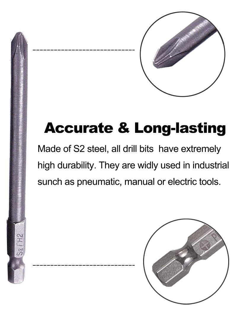 Rocaris 10pcs 1/4 Inch Hex Shank Long Magnetic Screwdriver Bits Set 4 in Power Tools (Slotted+Cross Head) - Image 4