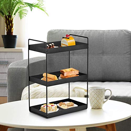 BUNVOX Metal Standing Spice Rack, Bathroom Countertop Storage Shelf Organizer, Kitchen Organizer, Cabinet Tray for Dresser (3-Tier, Black) - Image 5