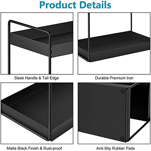 BUNVOX Metal Standing Spice Rack, Bathroom Countertop Storage Shelf Organizer, Kitchen Organizer, Cabinet Tray for Dresser (3-Tier, Black) - Image 4