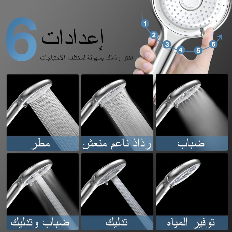 FEELSO رأس دش فلتر المياه العسر FEELSO مع 6 أوضاع، 15 طبقة ترشيح، توفير المياه، ضغط عالٍ، وخرطوم 1.5 متر، فلتر تدليك لإزالة الكلور المتبقي - Image 3