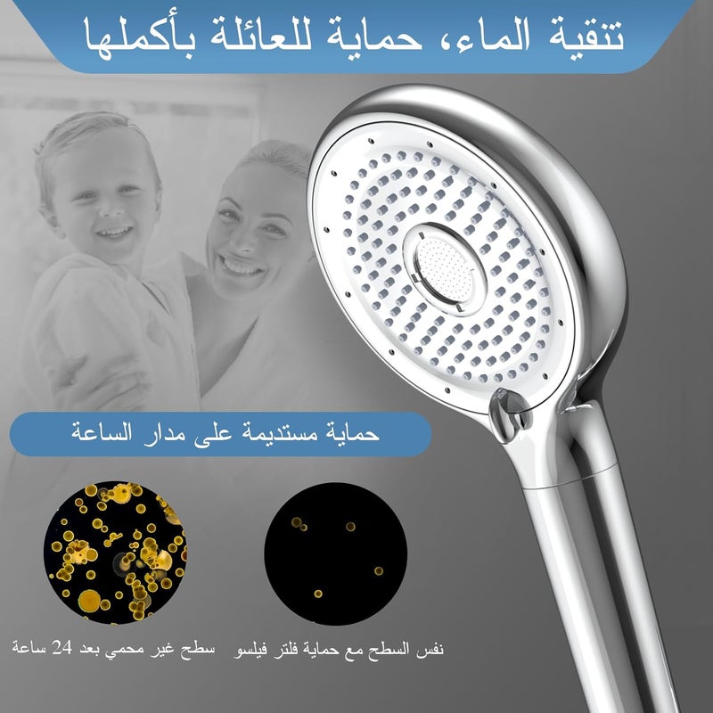 FEELSO رأس دش فلتر المياه العسر FEELSO مع 6 أوضاع، 15 طبقة ترشيح، توفير المياه، ضغط عالٍ، وخرطوم 1.5 متر، فلتر تدليك لإزالة الكلور المتبقي - Image 2