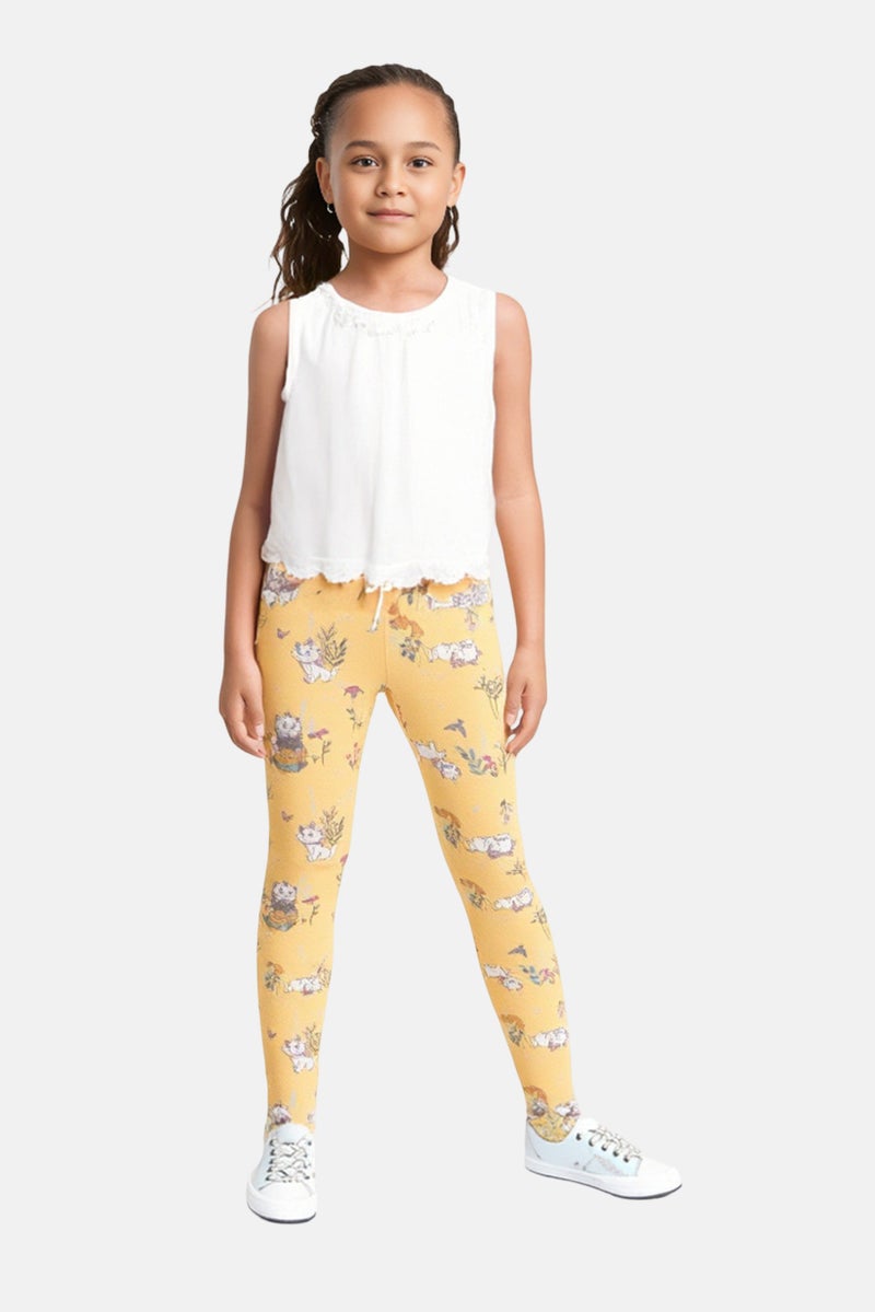 NAME IT Kids Girl Graphic Print Leggings, Multicolor - Image 1