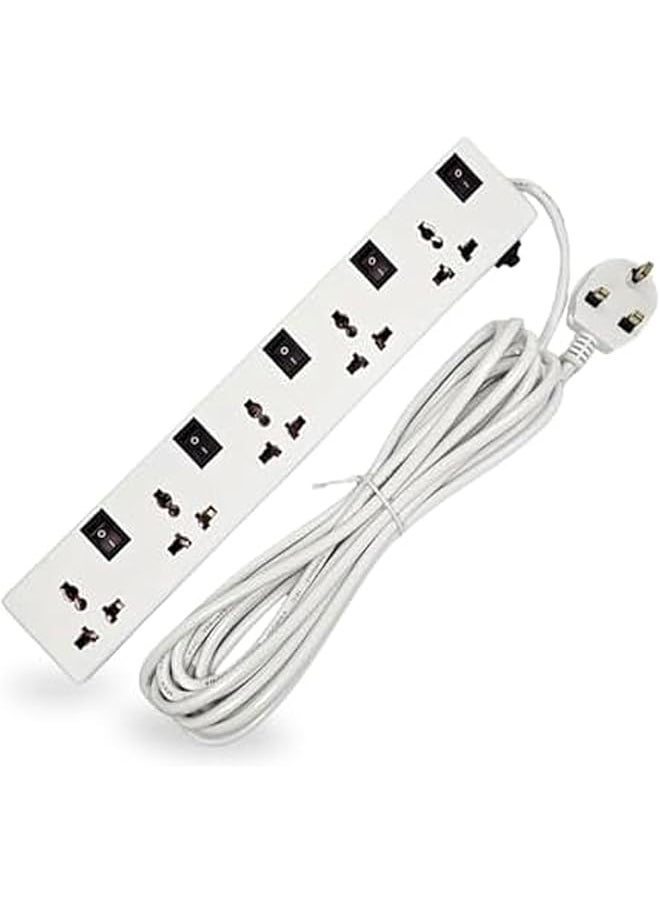 PROMASS promass 5-Outlet Extension Cord with Individual Switches, 5-Meter Cable, Universal Sockets, Fire-Resistant, Slim Space-Saving Design – Ideal for Home & Office Use  - Image 1