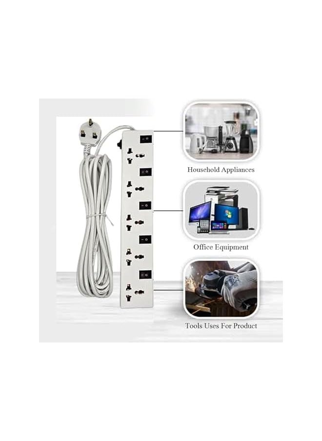 PROMASS promass 5-Outlet Extension Cord with Individual Switches, 5-Meter Cable, Universal Sockets, Fire-Resistant, Slim Space-Saving Design – Ideal for Home & Office Use  - Image 2