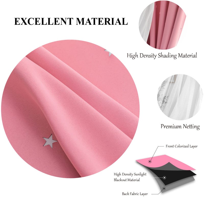 Loyala Star Curtains Blackout Curtains for Bedroom Double Layer Curtains Kids Curtains Cute Curtains Kids Blackout Curtains, Curtains 63 Inches Long 1 Panel, Red Curtains, 42 X 63 Inches - Image 4