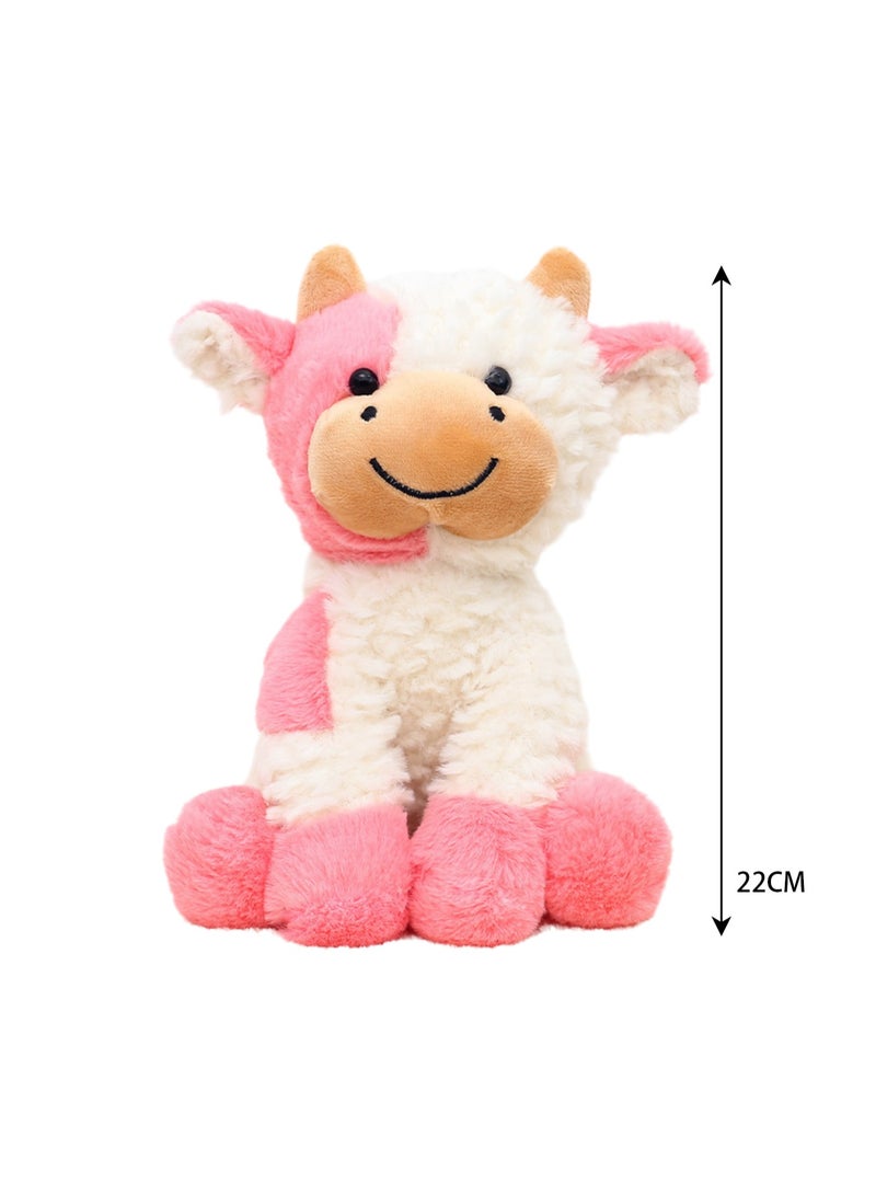 Children's Plush Toy Cartoon Doll Gift (Plush Sitting Bull - Pink And White) - Image 2
