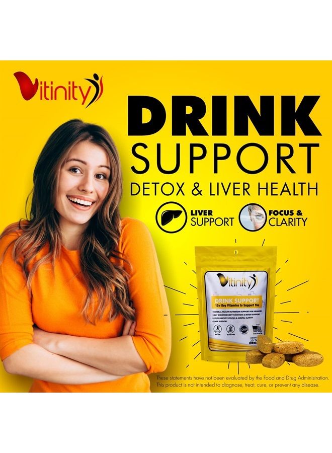VITINITY Anti-Alcohol Drink Support Supplements - Craving Support, Liver Health, Kudzu, Milk Thistle, Holy Basil, DHM for All Natural Cleanse, Gradual Reduction, and System Replenisher (30 Days) - Image 1