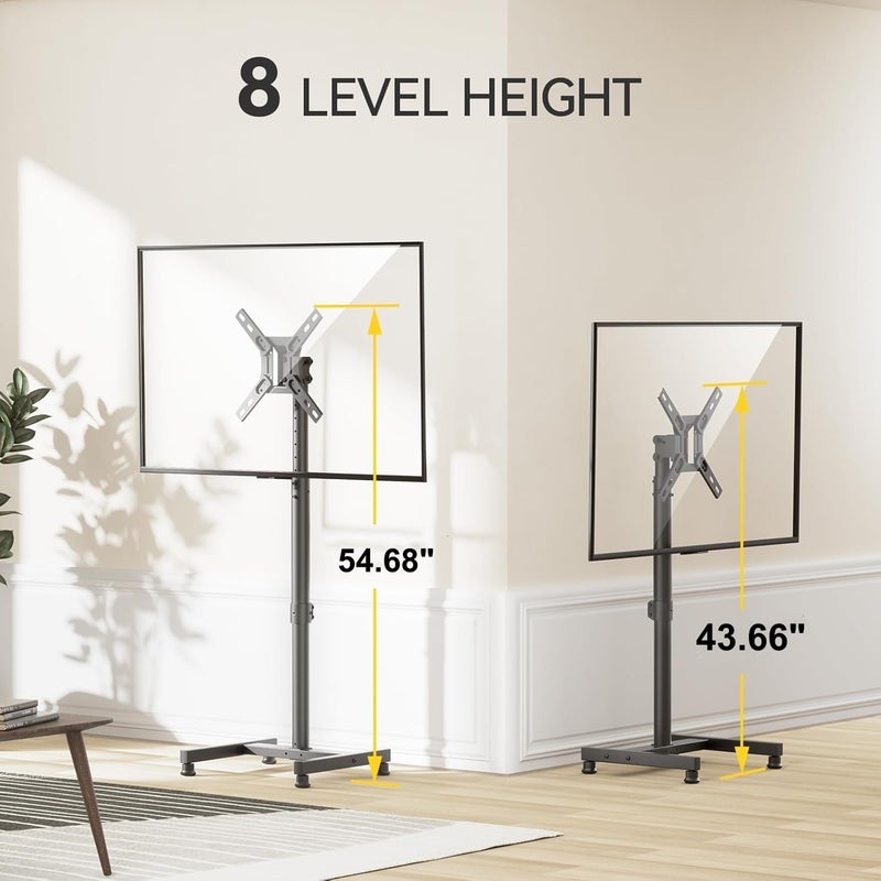 Alphamount AM alphamount TV Floor Stand for 13-43 inch Flat/Curved TVs up to 44 lbs, 8 Level Height Adjustable Monitor Floor TV Stand with VESA 200x200, Portable TV Mount Stand for Living Room, Bedroom, Office - Image 4