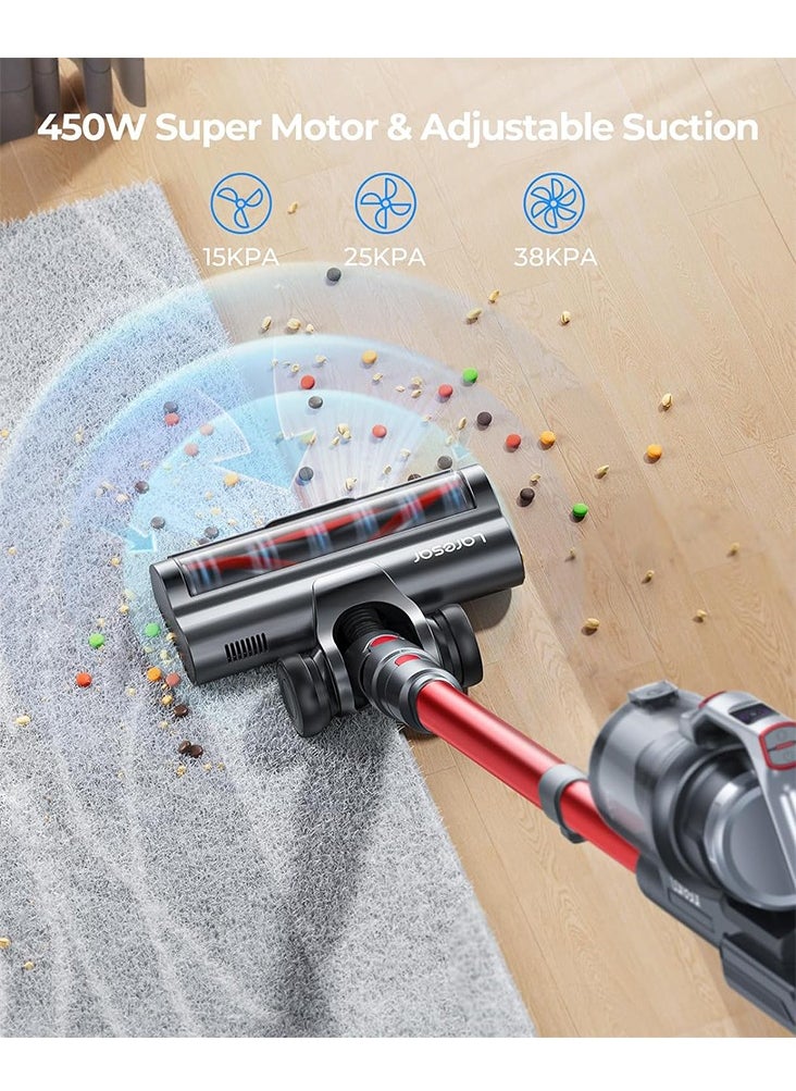 Laresar Cordless Vacuum Cleaners, 450W 33kPa Powerful Stick Vacuum, 55 Minutes Max, Anti-Tangle Floor Brush, Colorful Animated Screen, Handheld Vacuum for Floor Carpet Pet Hair (Elite S6)  - Image 2