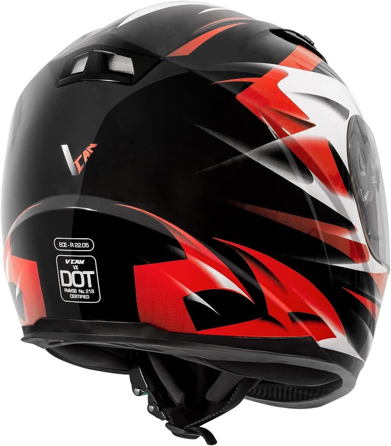 VCAN VX Lightweight Full Face Motorcycle Helmet with Extra Tinted Visor - Image 3