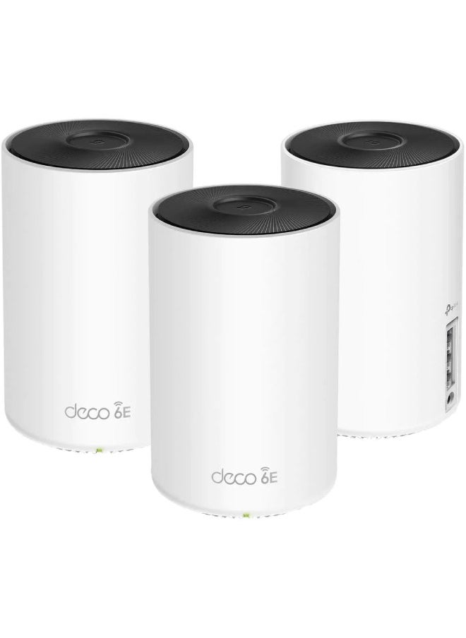 DECO - TP Link Deco AXE5300 Wi Fi 6E Tri Band Whole Home Mesh Wi-Fi System, 3-Pack - Image 1