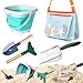 LIDAGO 5 Pcs Sand Toys Beach Set Include 1 Metal Shovel1 Metal Rake1 Foldable Beach Bucket 1 Sand Sifter with 1 Mesh Beach Bag for Shells Collecting - Image 3