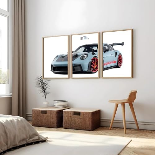 Gamya Big Porsche Cars Framed Posters For Wall Decoration, Bedroom, Living Room, Gift Item For Boys | Set of 3 (13x19 Inches) (Front Profile) - Image 1