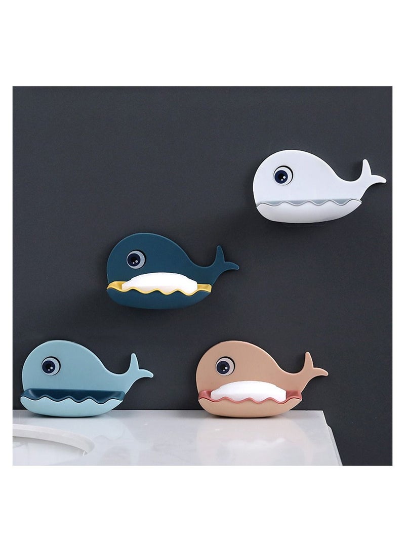 سيوسي 4 قطعة حامل الصابون لطيف ، حوت على شكل حامل الصابون ، مع فتحة التصريف في القاع ، الكرتون صواني الصابون - Image 1