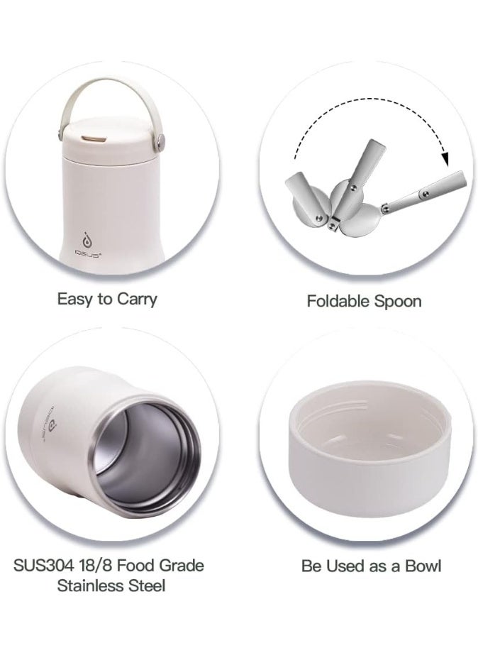 Ideus 20 oz Insulated Soup Thermo with Foldable Spolk and Bowl, All-in-one Stainless Steel Vacuum Thermal Food Jar for Lunch, Leakproof Bento Lunchbox... - Image 5