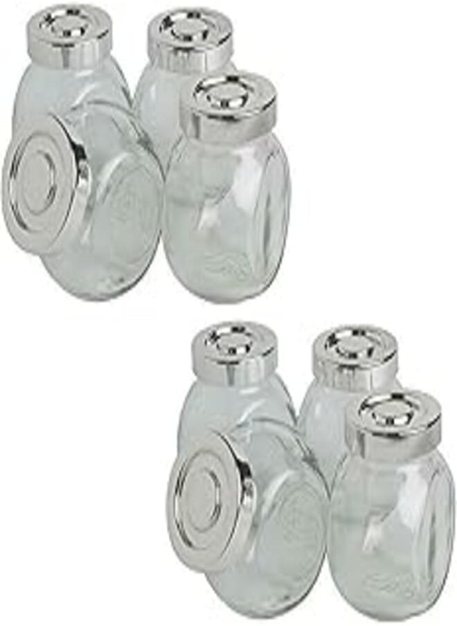 Shine - PACK OF 8 GLASS JAR SET DESIGN KITCHEN STORAGE HERBS SPICES SWEETS - Image 1