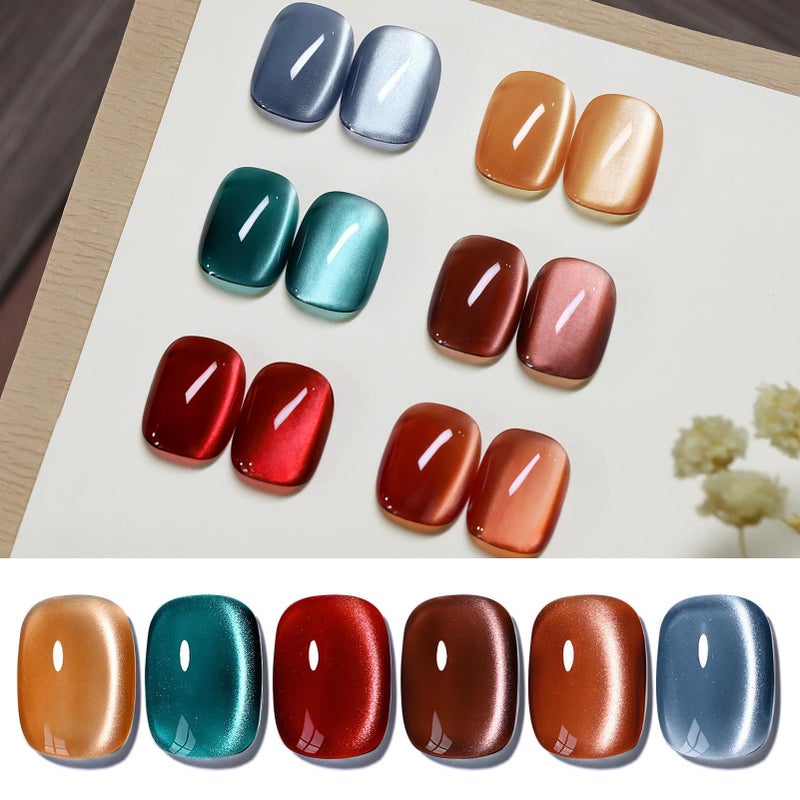 Born Pretty Magnetic Gel Nail Polish Water Light Cat Magnetic Eye Gel Black Orchid Jelly Glass Crystal Nail Polish Glitter Shimmer Auroras Nail Art Manicure Kit 6PCS - Image 1