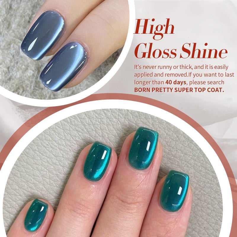 Born Pretty Magnetic Gel Nail Polish Water Light Cat Magnetic Eye Gel Black Orchid Jelly Glass Crystal Nail Polish Glitter Shimmer Auroras Nail Art Manicure Kit 6PCS - Image 5