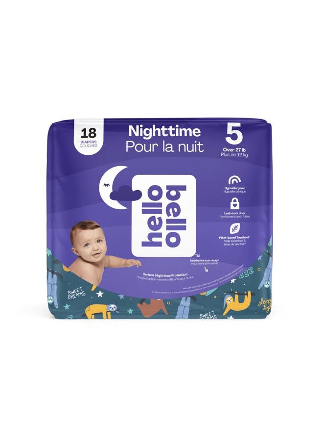Hello Bello Nighttime Baby Diapers ‐ Size 5 - Ultra Absorbent & Hypoallergenic for Overnight Diapers for Extended Protection - 18 Diapers - Image 1