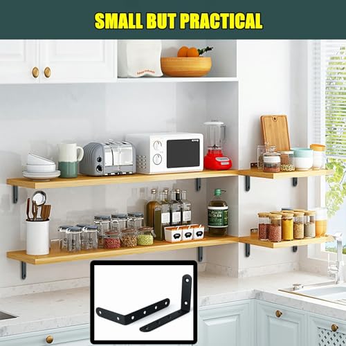 DIANZHU Floating Shelf Brackets,Black Bracket for Shelves Heavy Duty L Wall Bracket Corner Brace,Joint Angle Bracket for Hanging Support,5x3 Inch(Pack of 4) - Image 4