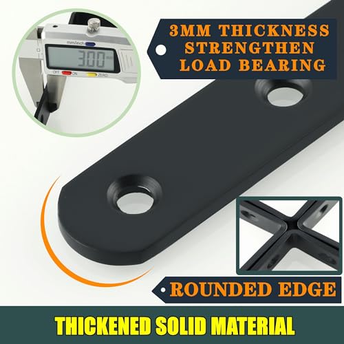 DIANZHU Floating Shelf Brackets,Black Bracket for Shelves Heavy Duty L Wall Bracket Corner Brace,Joint Angle Bracket for Hanging Support,5x3 Inch(Pack of 4) - Image 3