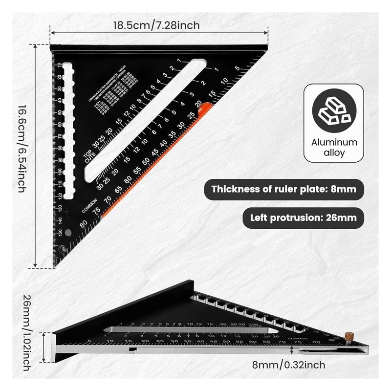 7 Inch Aluminum Folding Carpenter Square With Extendable Arm Adjustable Layout Tool - Image 4