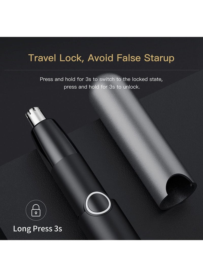 Electric Ear and Nose Hair Trimmer Cordless Eyebrow Removal Clipper Razor Shaver for Men Women IPX7 Waterproof Type-C Fast Charging with Rechargeable Battery Travel Lock 6000RPM, Black - Image 4