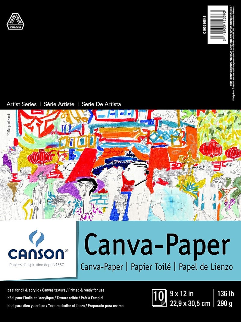 CANSON Canson Artist Foundation Series CanvaPaper Pad Primed for Oil or Acrylic Paints Top Bound 136 Pound 9 x 12 Inch 10 Sheets 9 x 12 0  - Image 1